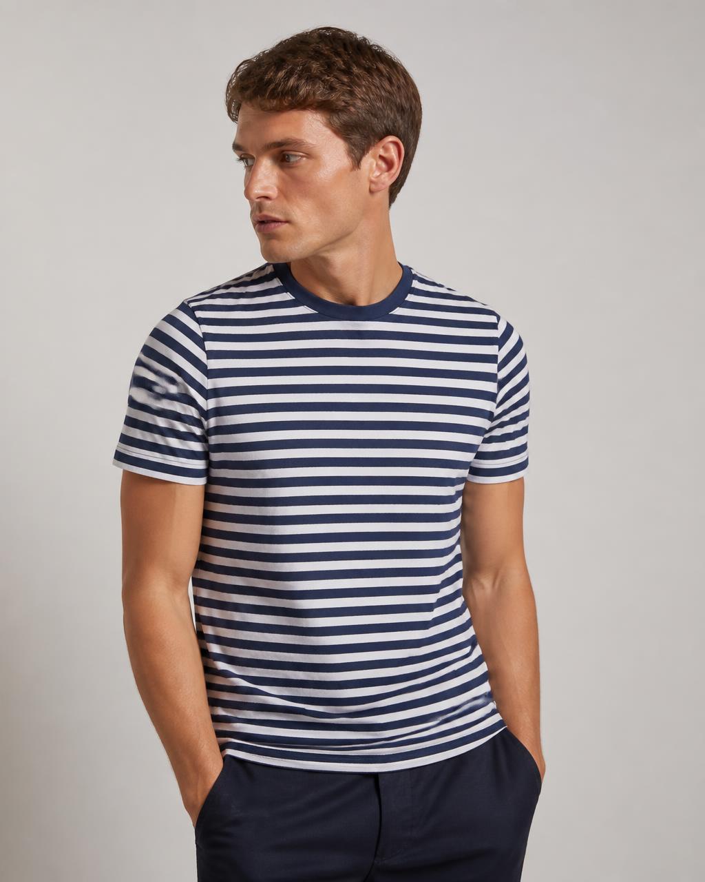 E-Commerce with MS Breton Stripe Tee — Navy/White